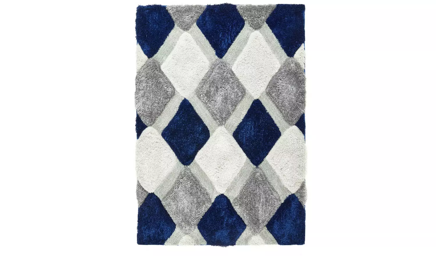 Origins 3D Geometric Navy Shaggy Rug - 230x160cm