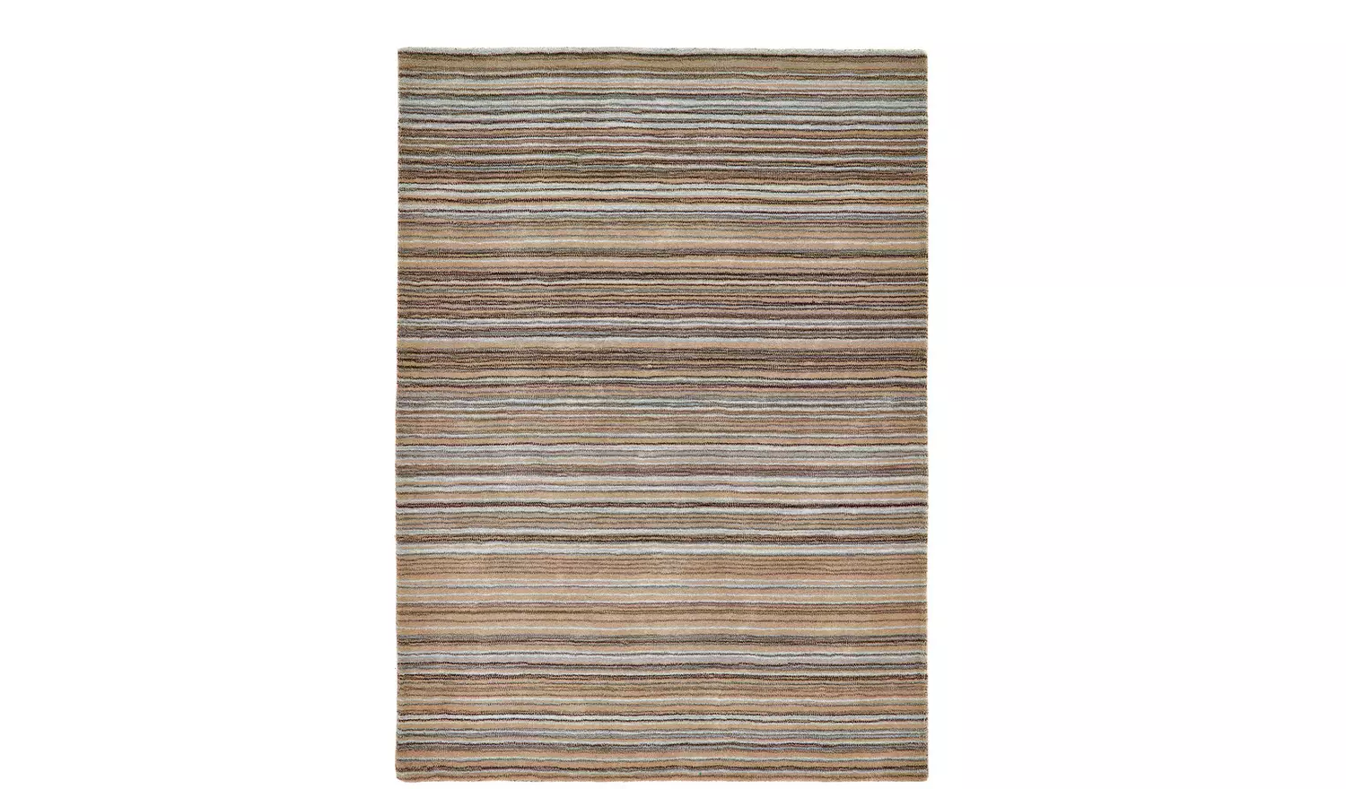 Origins Fine Stripe Beige Wool Short Pile Rug - 170x120cm
