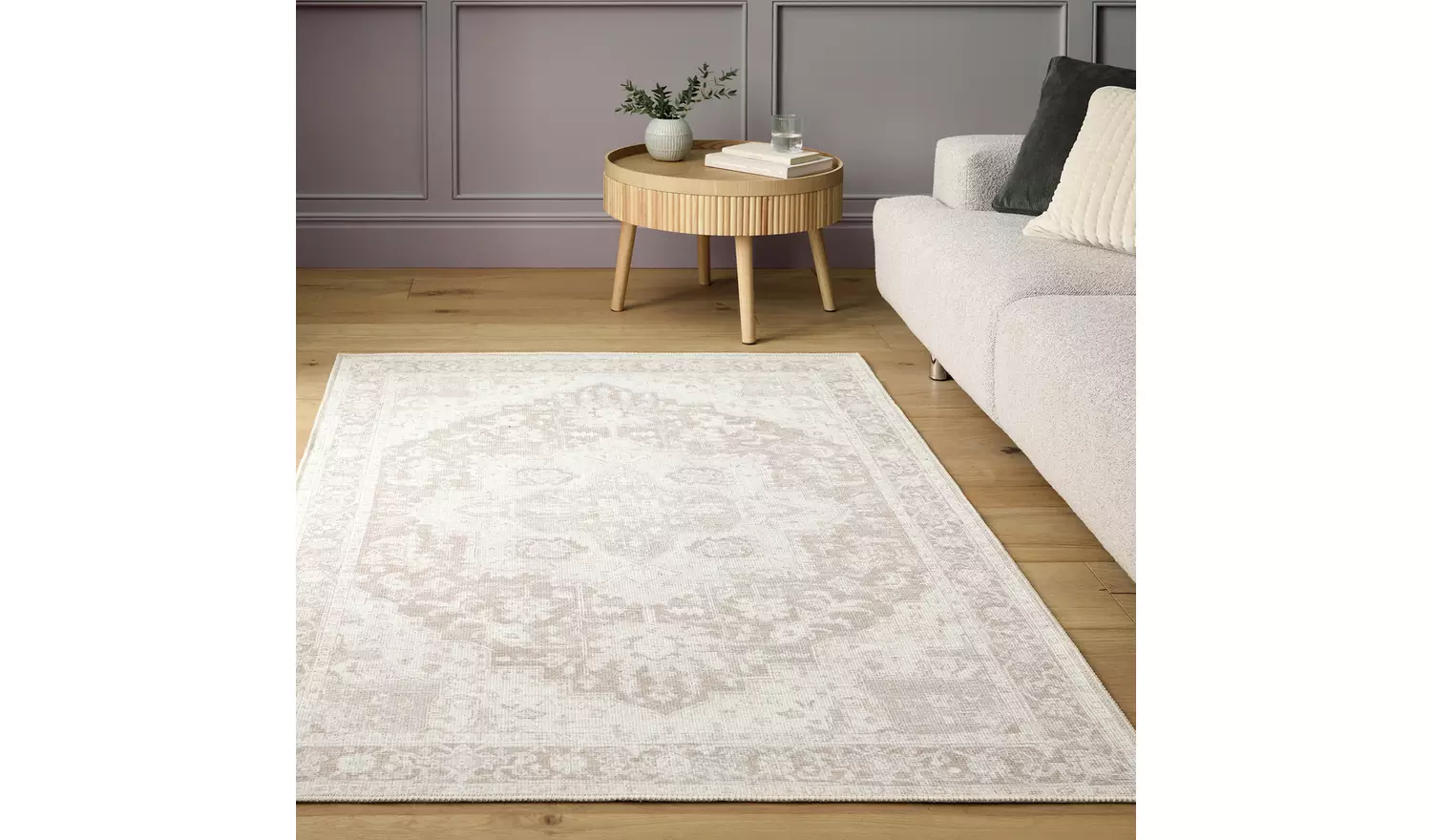 Habitat Vintage Effect Neutral Flatweave Rug - 150x80cm