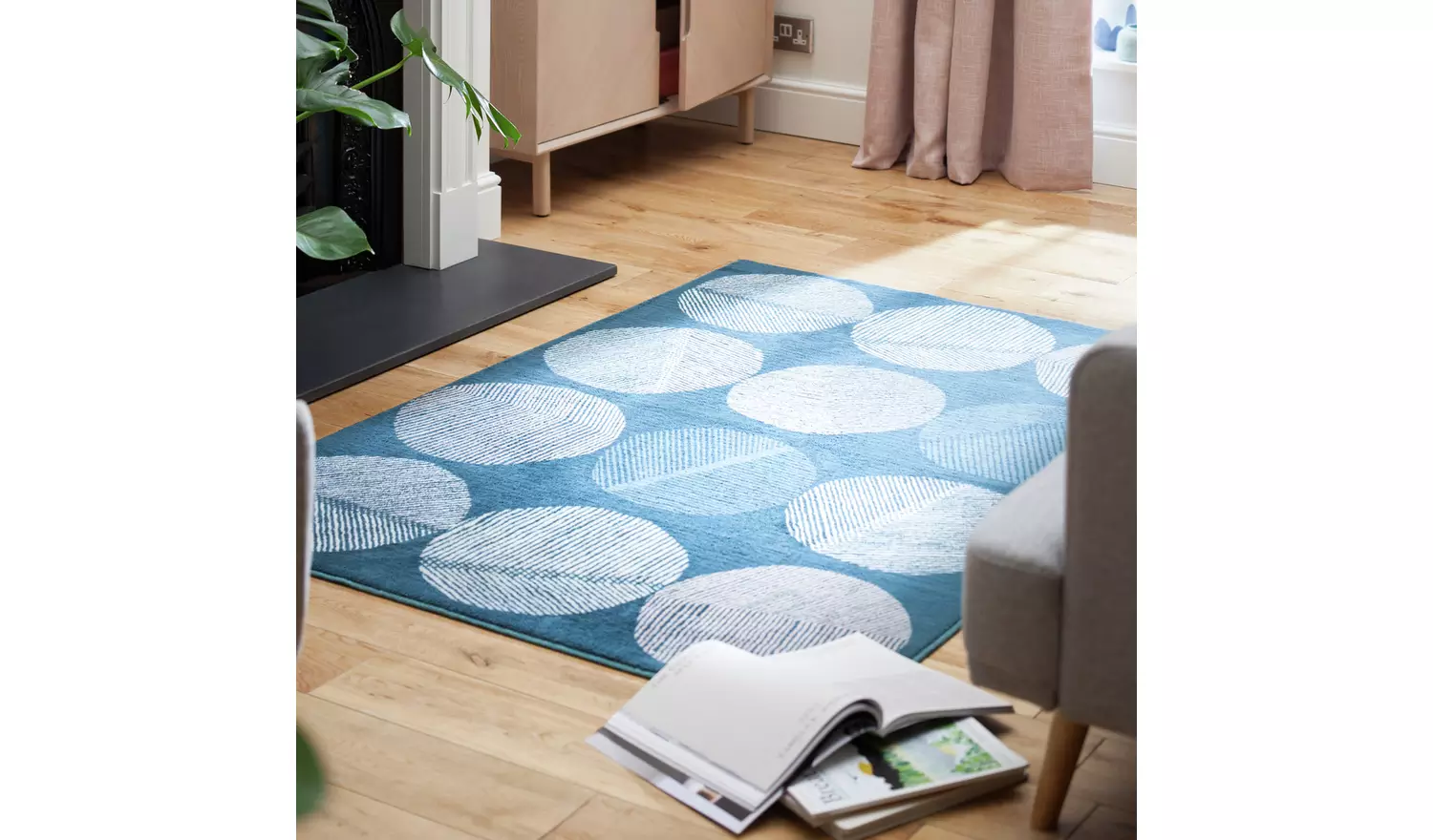 Habitat Skandi Leaf Teal Cut Pile Rug - 120x170cm