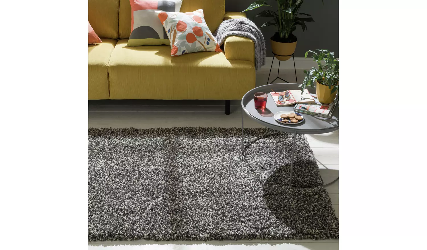 Habitat Tufted Grey Marl Shaggy Rug - 170x120cm