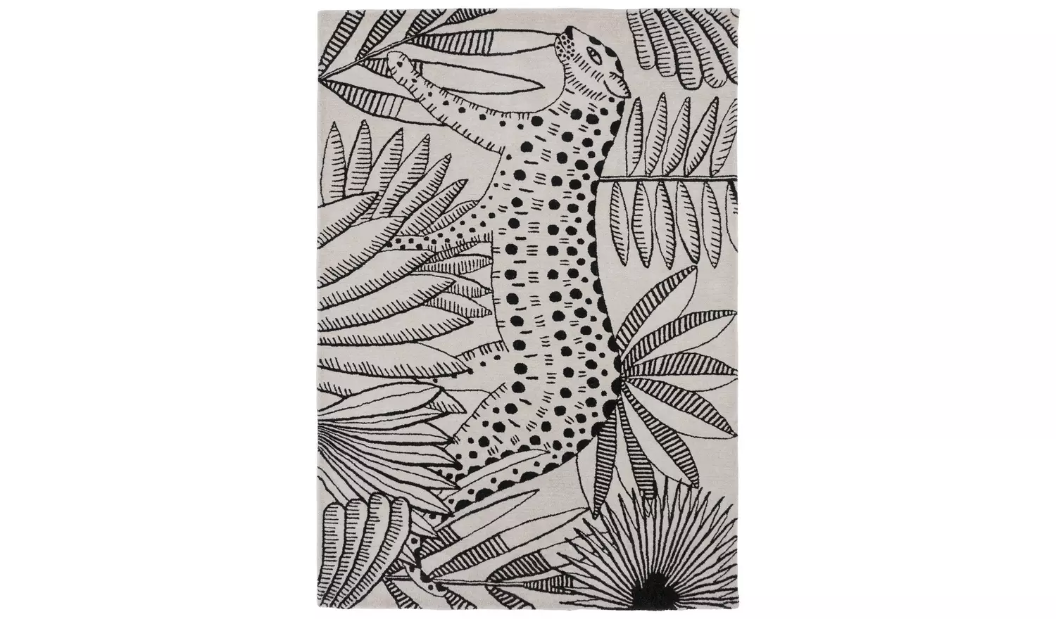 Habitat Jungle Print Black & Grey Wool Flatweave Rug