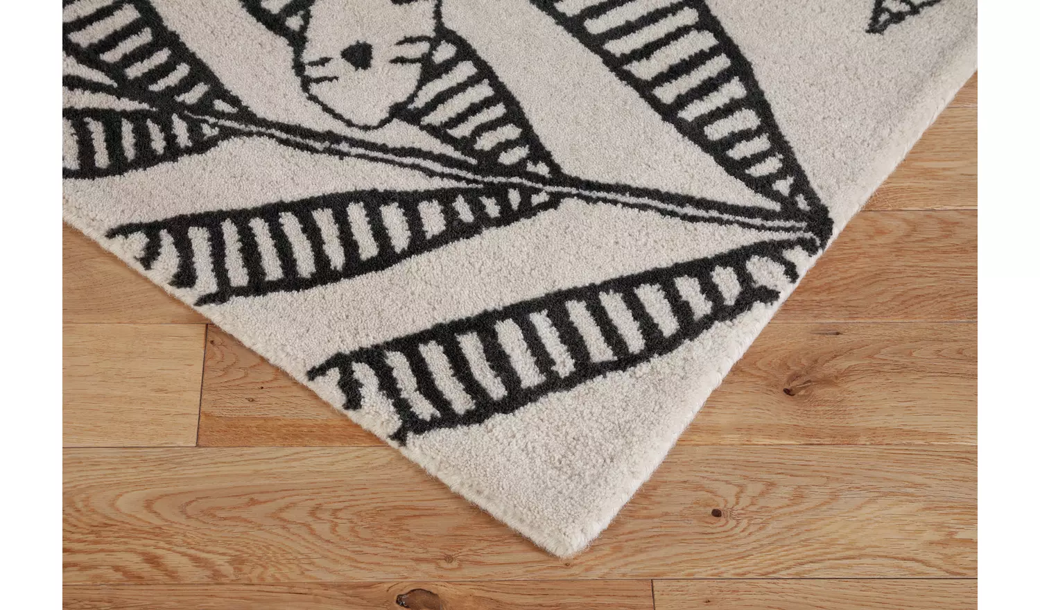 Habitat Jungle Print Black & Grey Wool Flatweave Rug