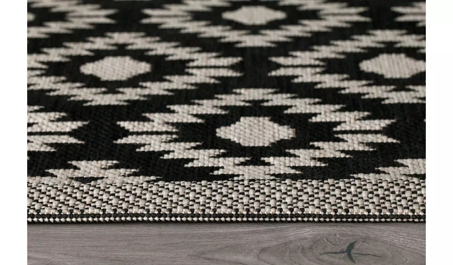 Homemaker Geometric Black & White Flatweave Rug - 170x120cm
