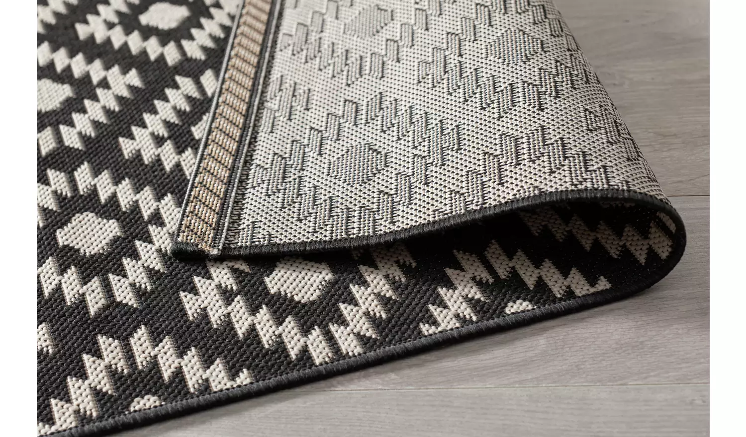 Homemaker Geometric Black & White Flatweave Rug - 170x120cm