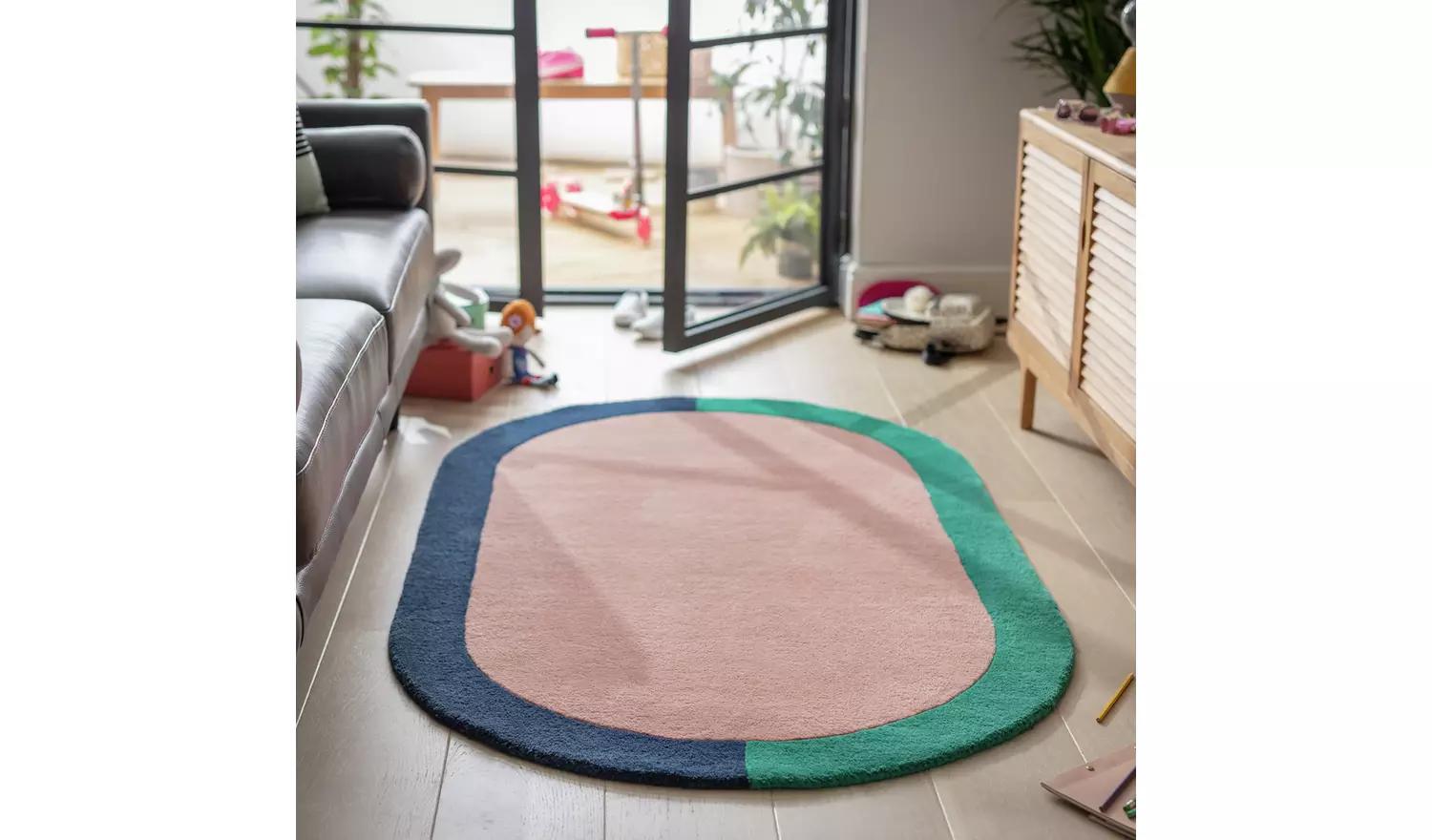 Habitat Studio Two-tone Border Wool Flatweave Rug -170x100cm