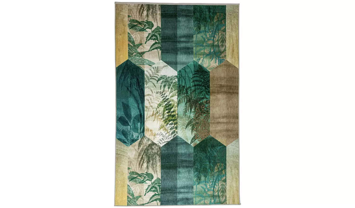 Habitat Eden Leaf Tile Green Flatweave Rug - 170x120cm