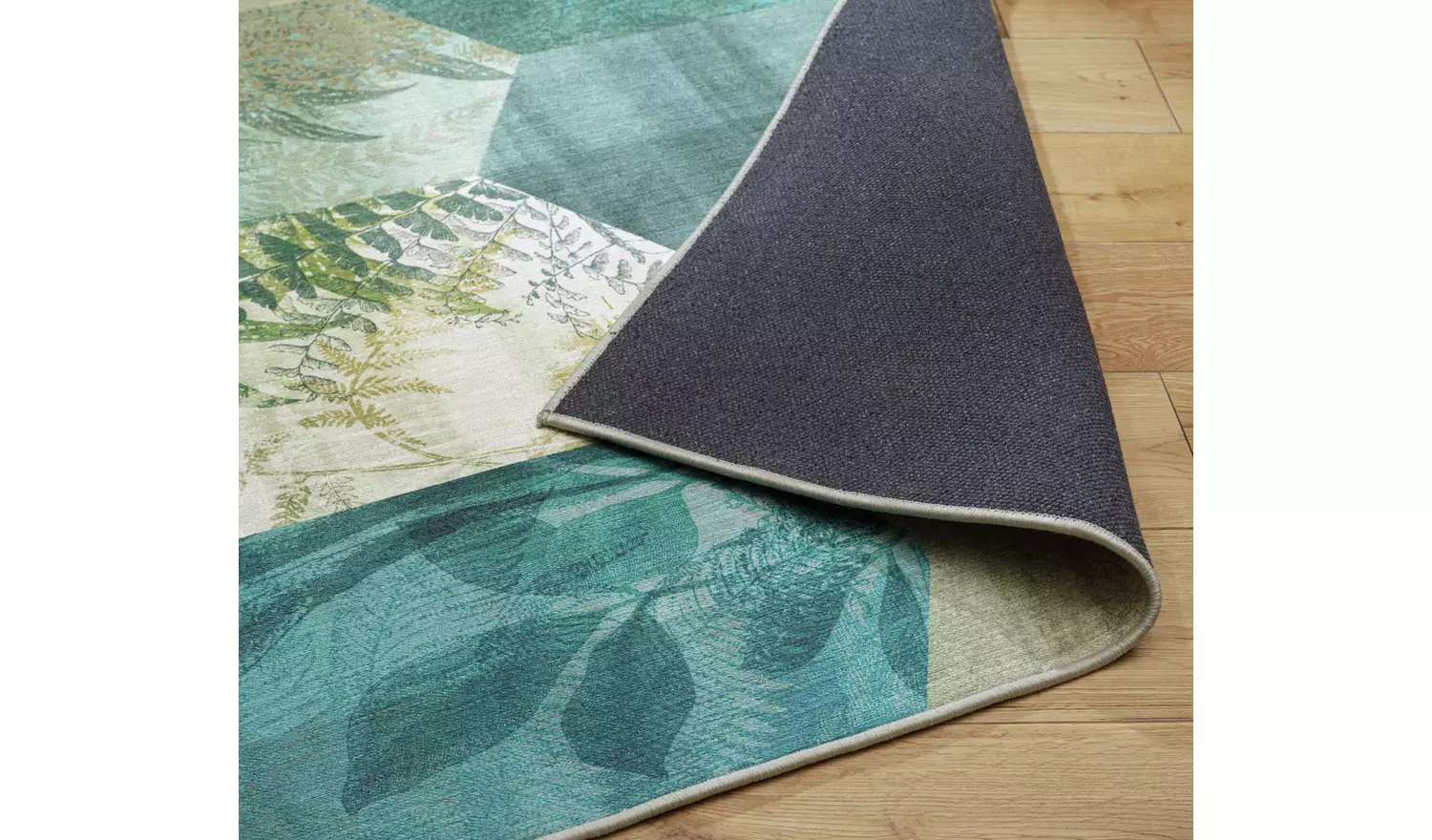 Habitat Eden Leaf Tile Green Flatweave Rug - 170x120cm