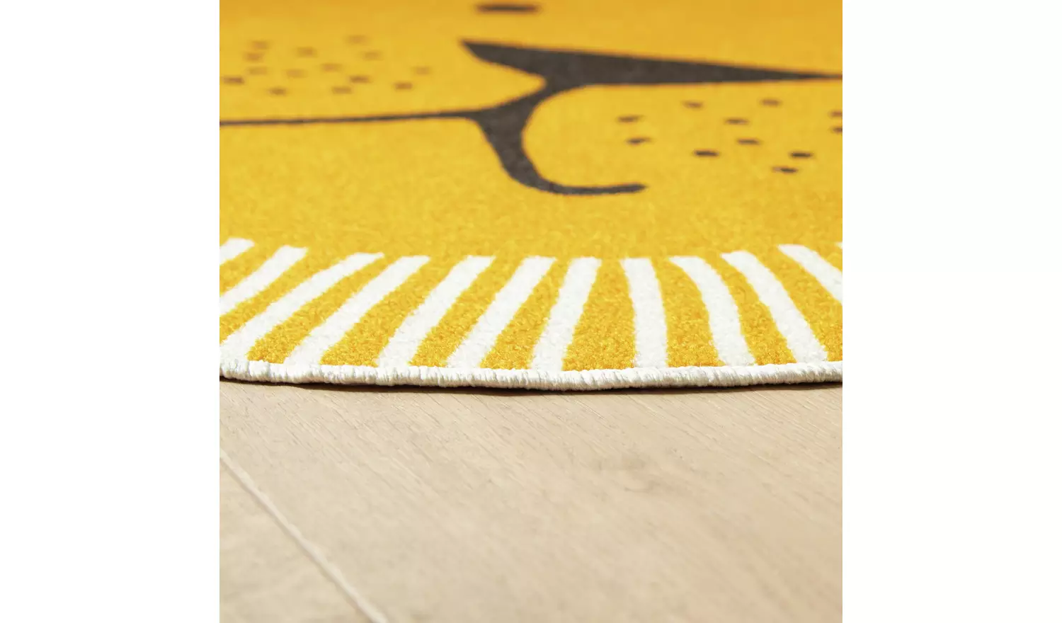 Habitat Kids Lion Face Round Yellow Short Pile Rug - 100cm