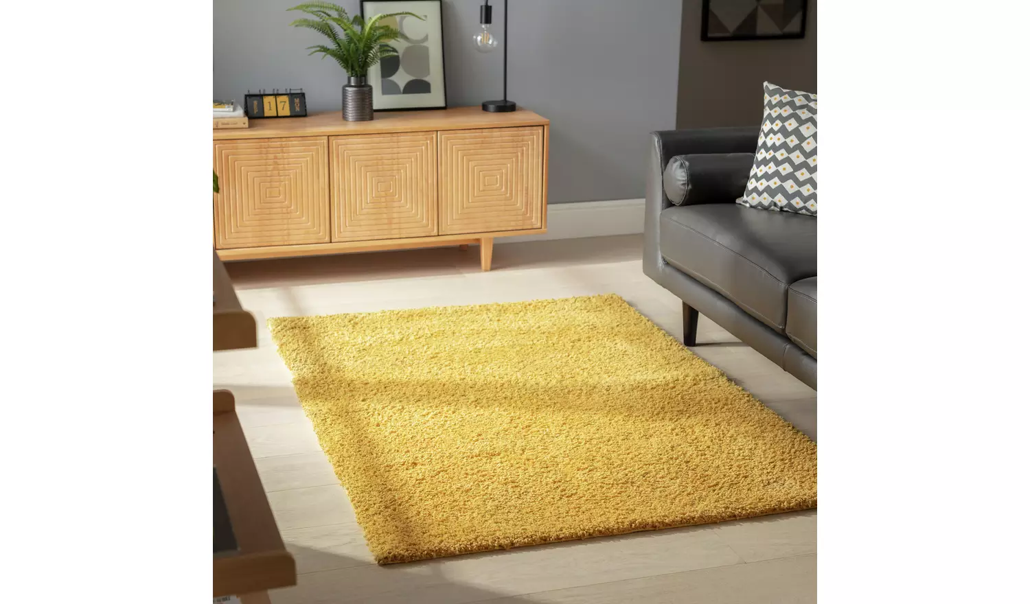 Habitat Cosy Mustard Shaggy Rug - 230x160cm