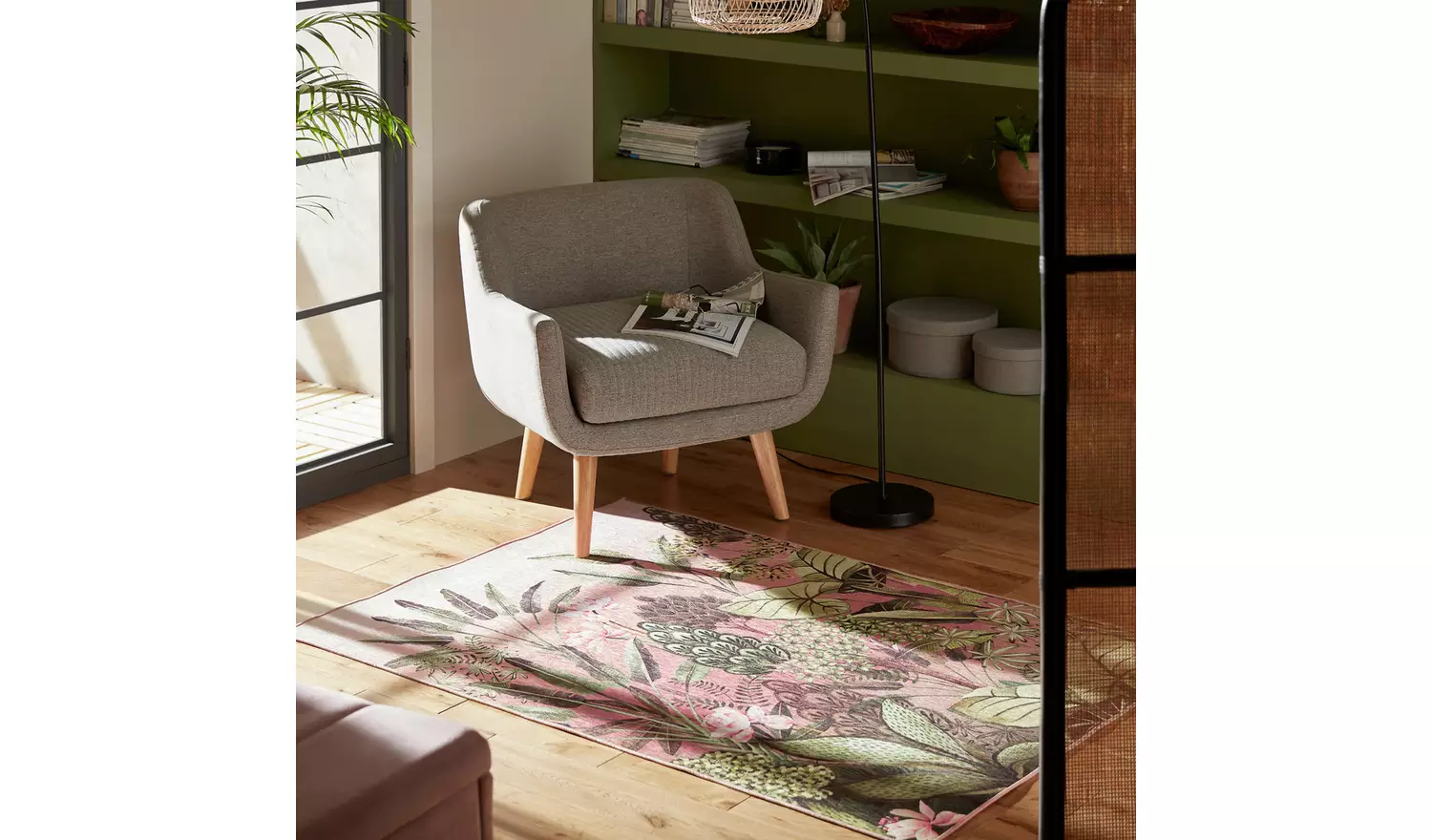 Habitat Agra Floral Flat Cut Pile Rug - 170x120cm