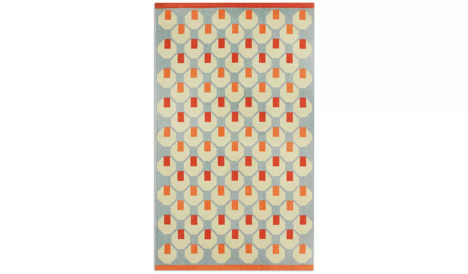 Habitat Octo Geometric Blue Cotton Flatweave Rug - 130x80cm