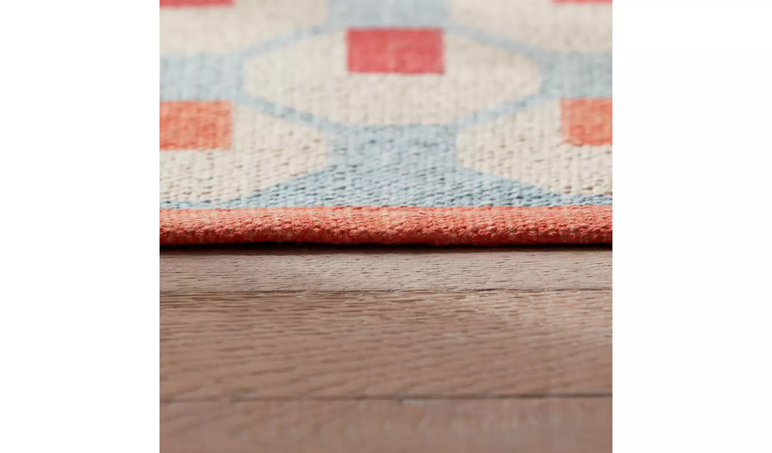 Habitat Octo Geometric Blue Cotton Flatweave Rug - 130x80cm