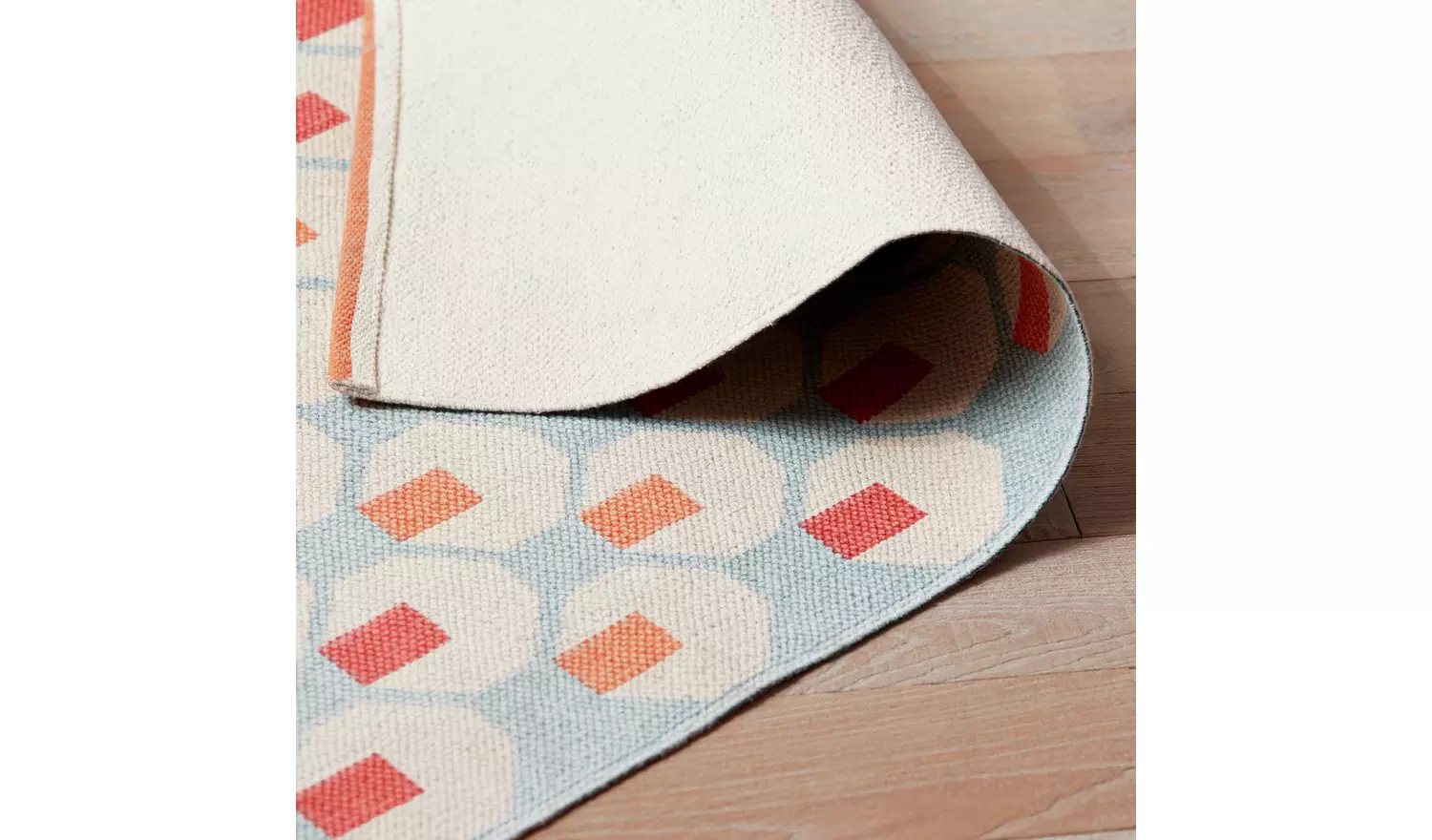 Habitat Octo Geometric Blue Cotton Flatweave Rug - 130x80cm