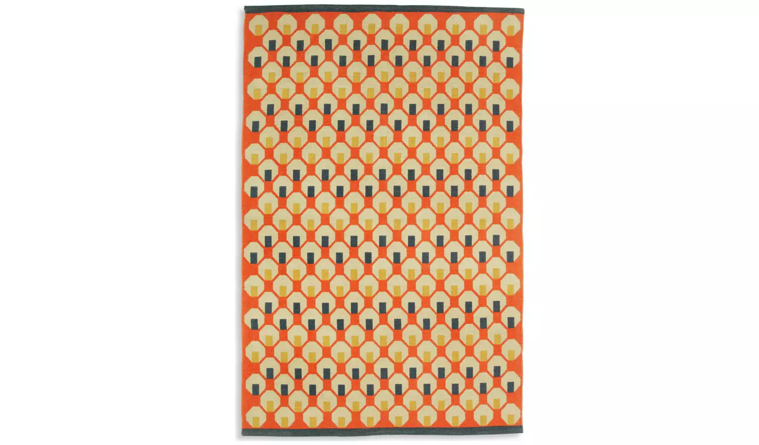 Habitat Octo Geometric Orange Cotton Flatweave Rug-180x120cm