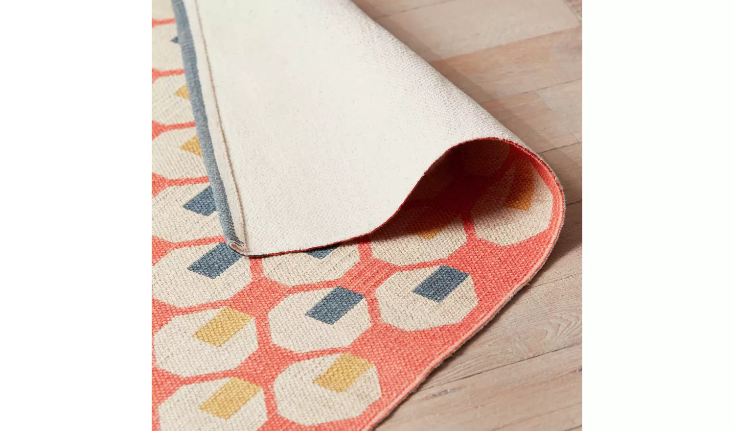 Habitat Octo Geometric Orange Cotton Flatweave Rug-180x120cm