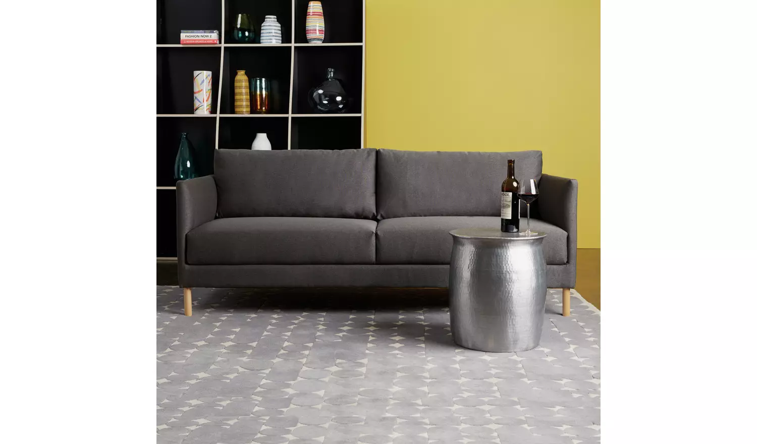 Habitat Penrose Geometric Grey Wool Flatweave Rug -240x170cm