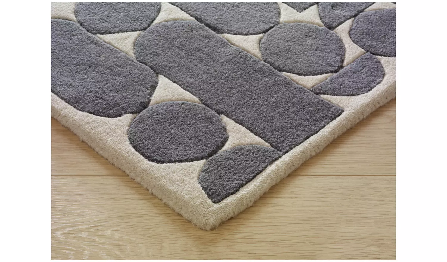 Habitat Penrose Geometric Grey Wool Flatweave Rug -240x170cm