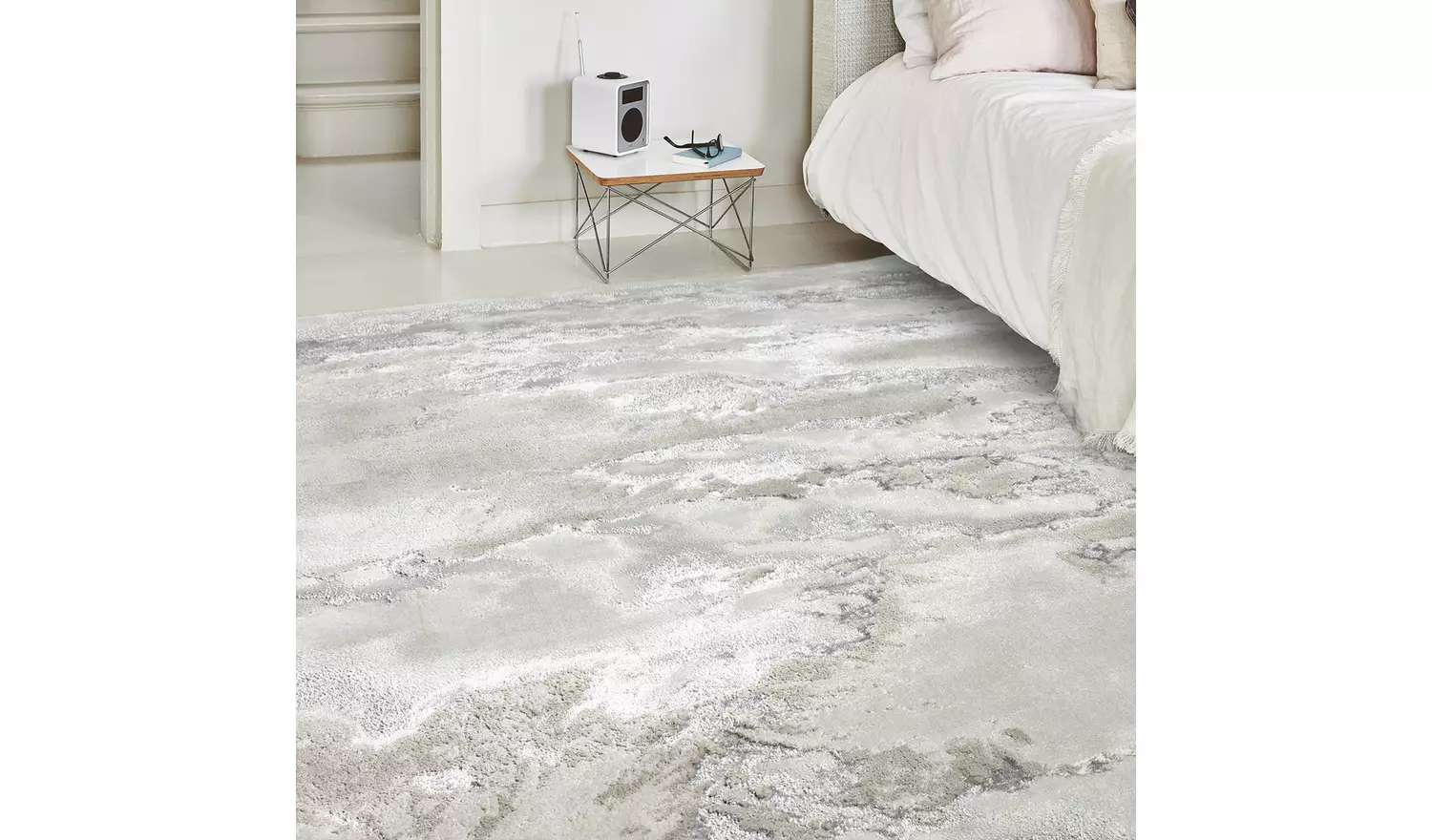 Asiatic Aurora Shiny Marble Grey Cut Pile Rug - 170x120cm