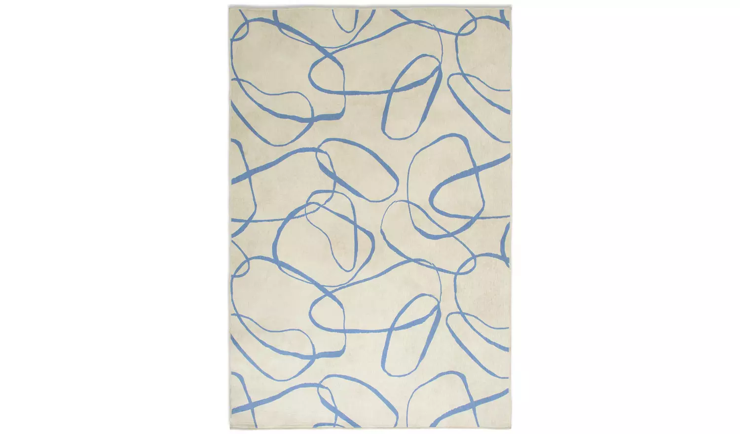 Habitat Squiggle Print Cream & Blue Flatweave Rug -170x120cm