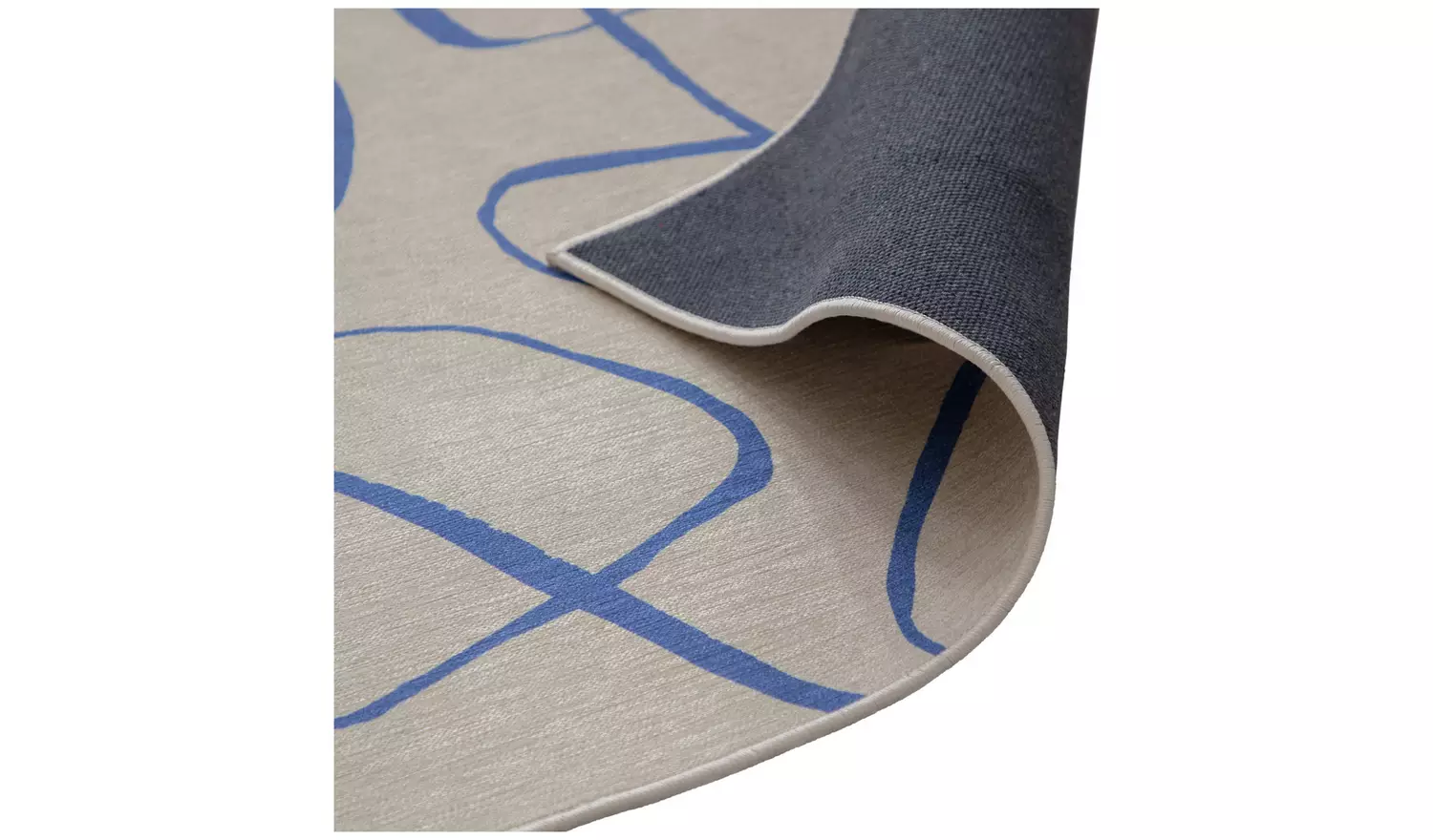 Habitat Squiggle Print Cream & Blue Flatweave Rug -170x120cm