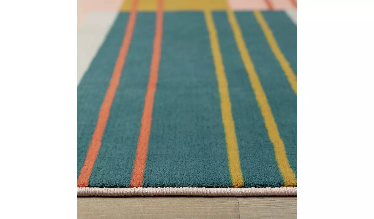 Argos Home Abstract Stripe Coral Cut Pile Rug - 170x120cm