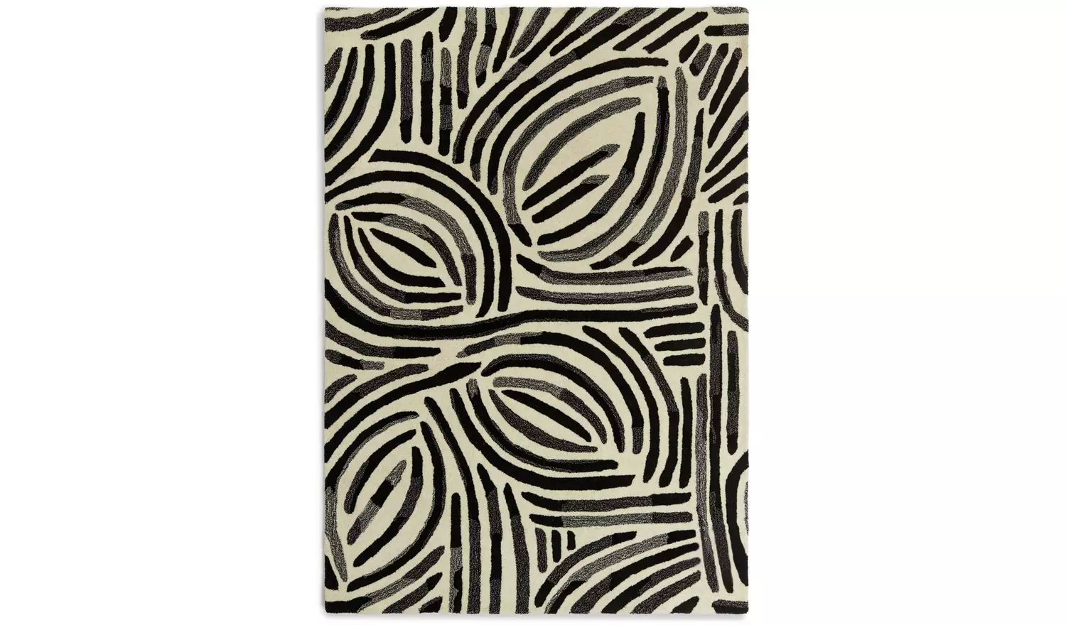Habitat Skandi Brush Marks Black & White Cut Pile Rug