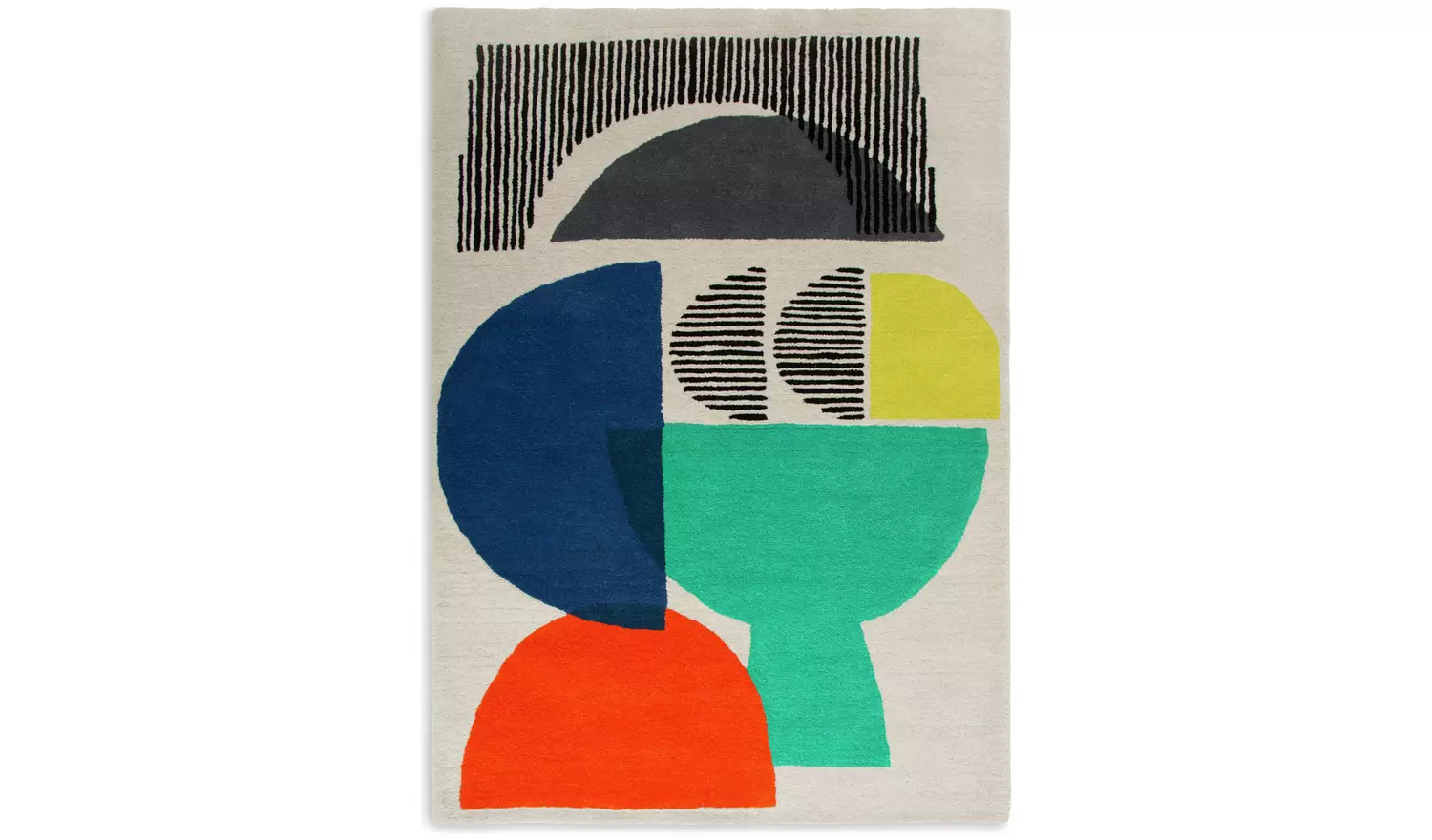 Habitat Mid Century Geometric Natural Cut Pile Rug-230x160cm