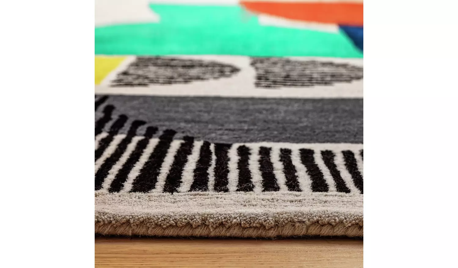 Habitat Mid Century Geometric Natural Cut Pile Rug-230x160cm