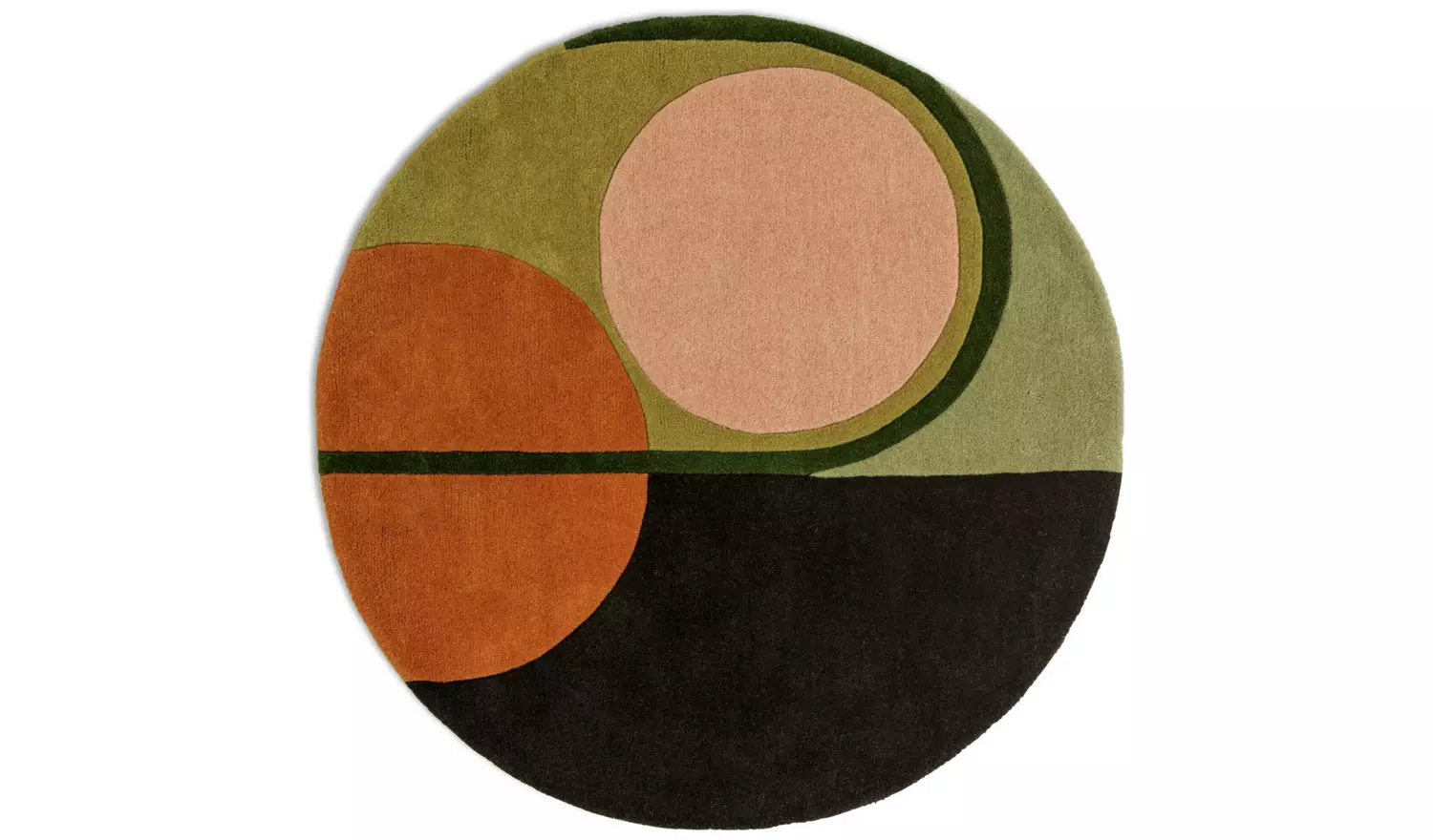 Habitat Geometric Round Wool Cut Pile Rug - 120cm