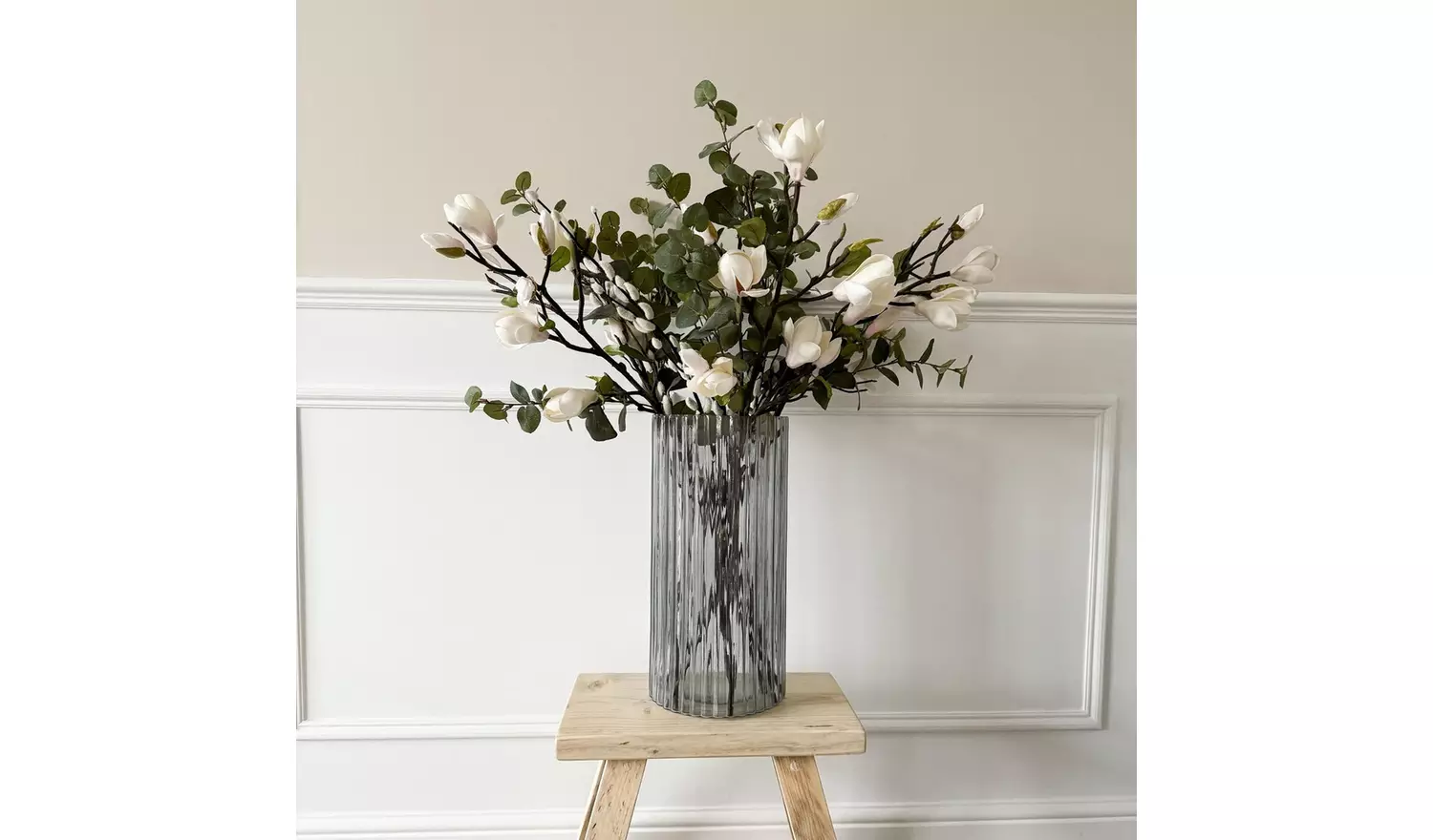 Ivyline Daphne Ribbed Glass Vase - Clear