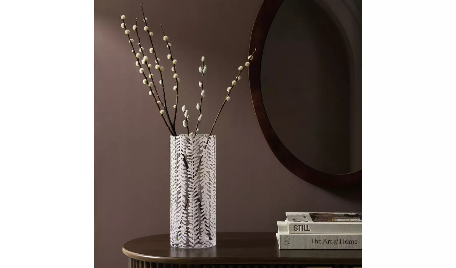 Habitat Etched Floral Glass Vase - Clear