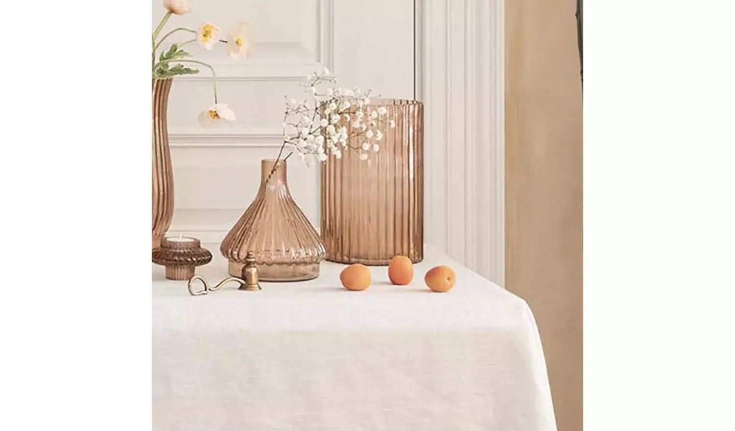 Ivyline Daphne Ribbed Glass Vase - Apricot