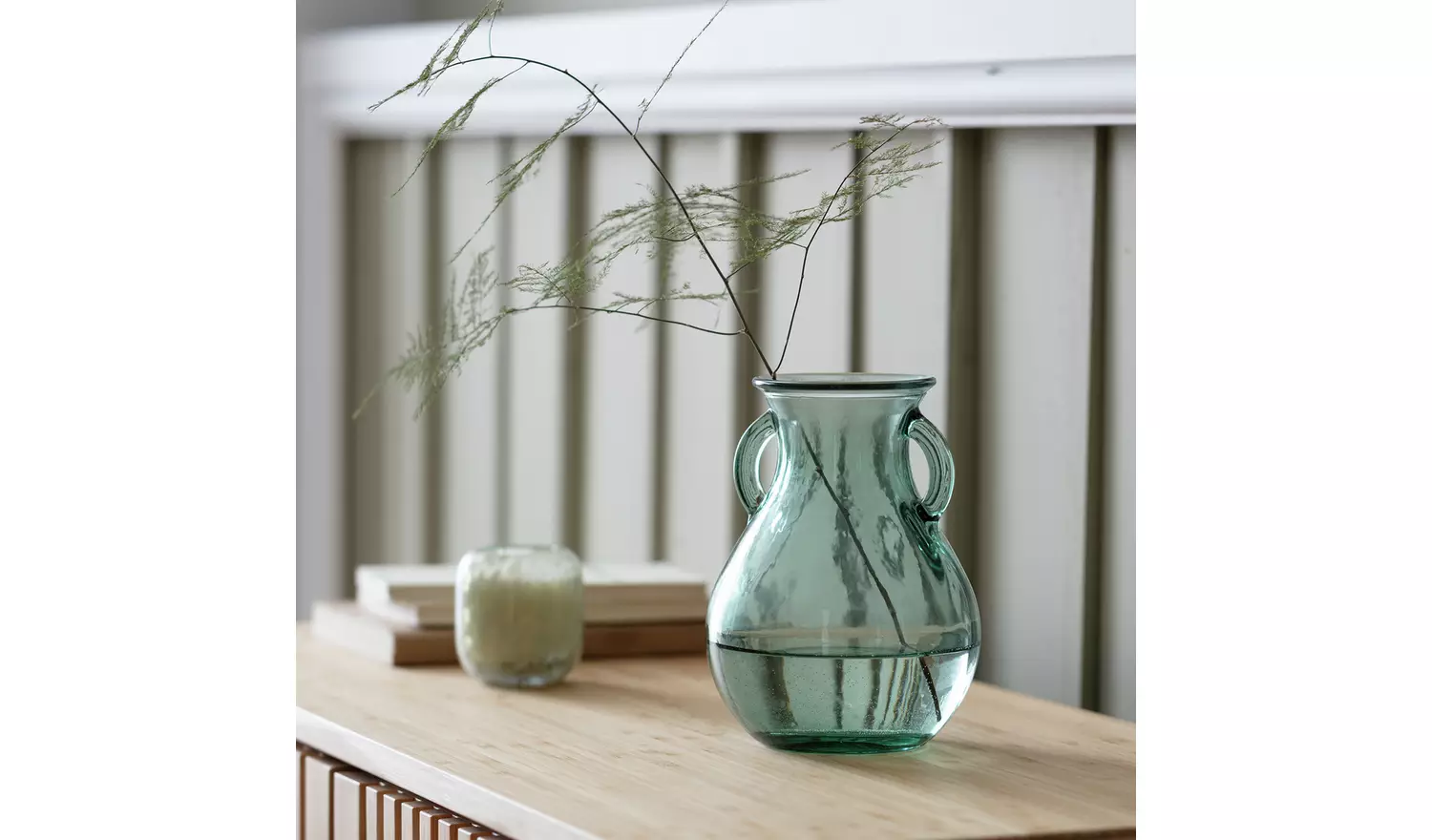 Habitat Small Handled Glass Vase - Green