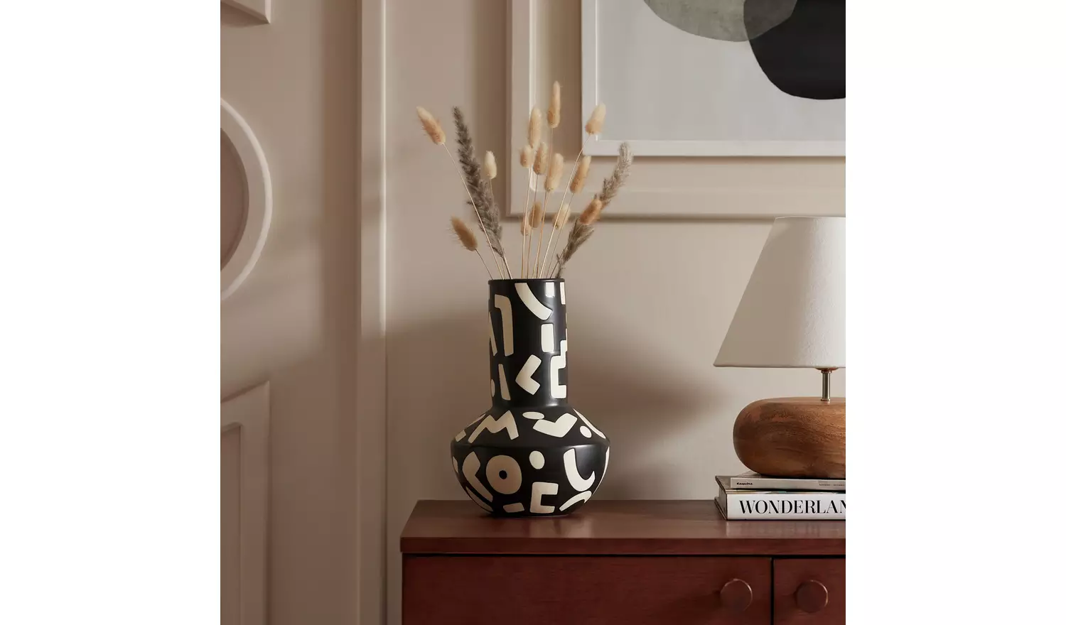 Habitat Wax Resist Shaped Vase - Black