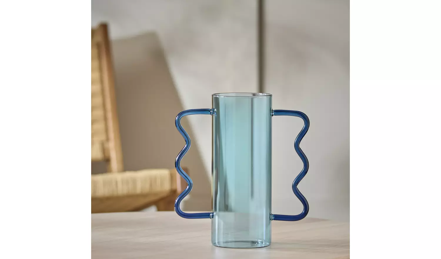Habitat Wiggle Handled Glass Vase - Blue