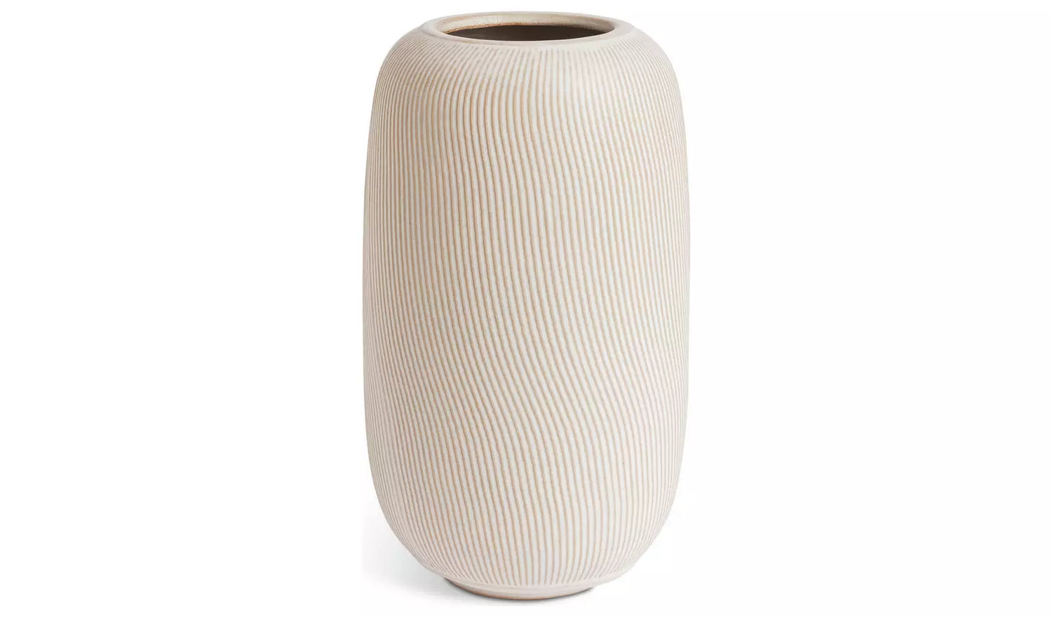 Habitat Large Ribbed Ceramic Vase - Natural