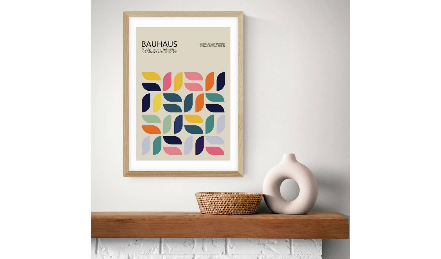 East End Prints Bauhaus Petals Oak Frame Art Print - A2