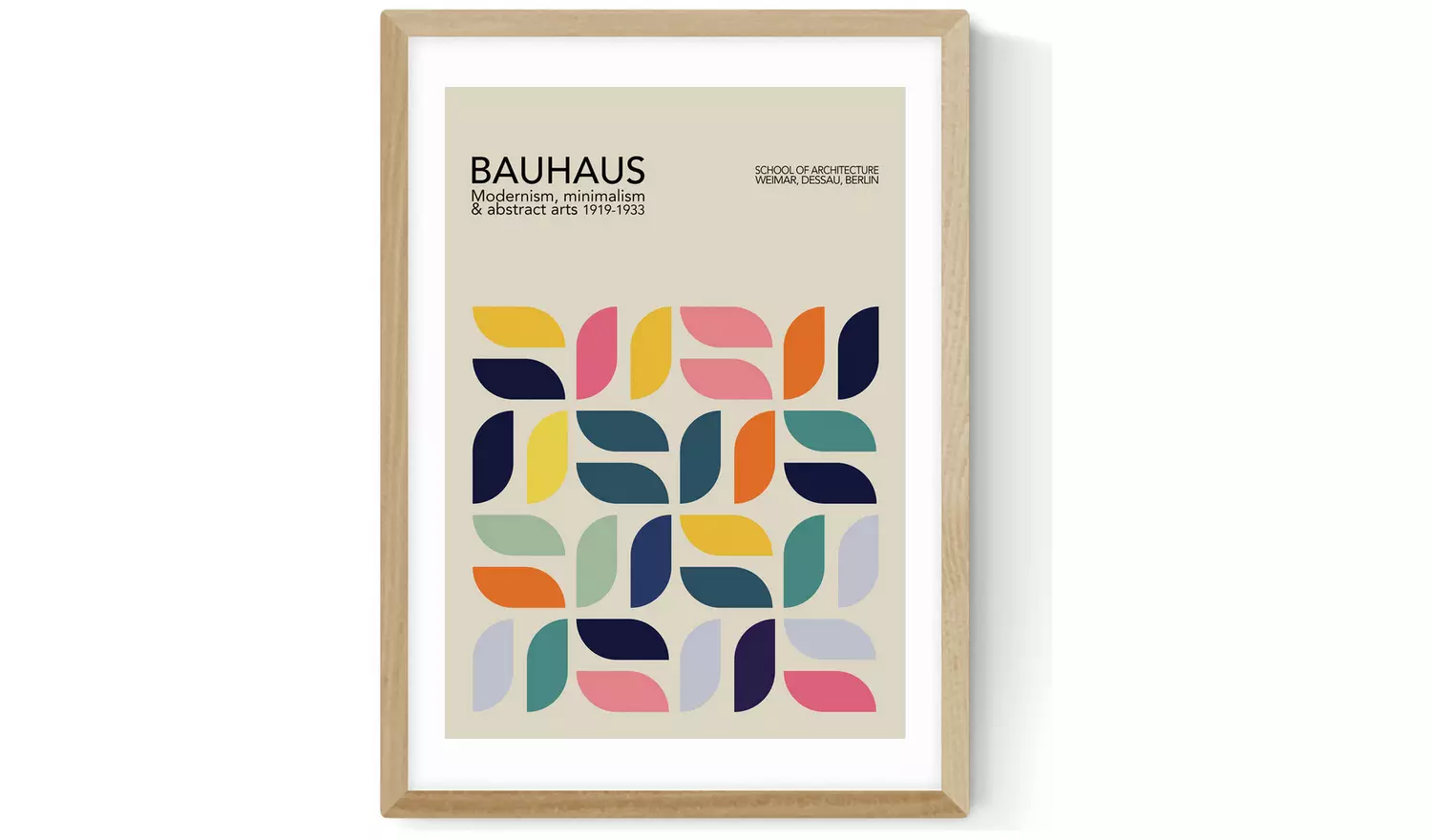 East End Prints Bauhaus Petals Oak Frame Art Print - A2