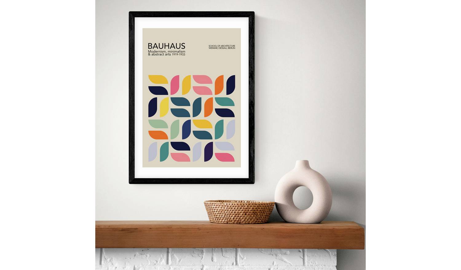 East End Prints Bauhaus Petals Black Frame Art Print - A3