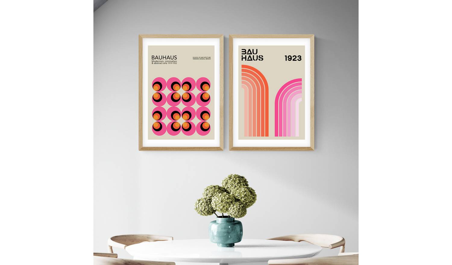 East End Prints Bauhaus Twin Set Oak Frame Art Print - A3