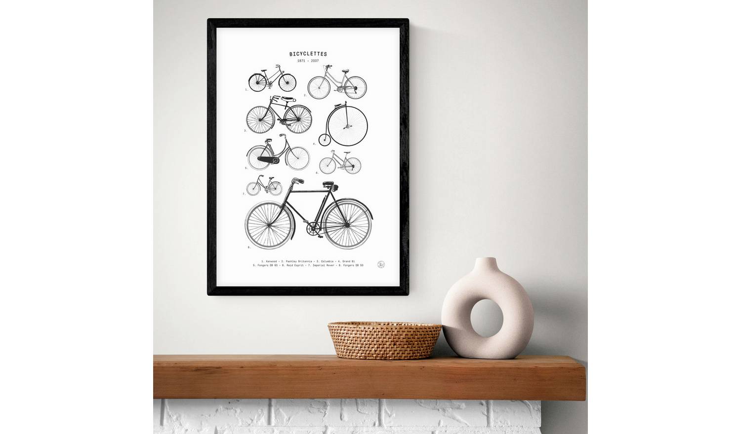 East End Prints Bicyclettes Black Frame Art Print - A2