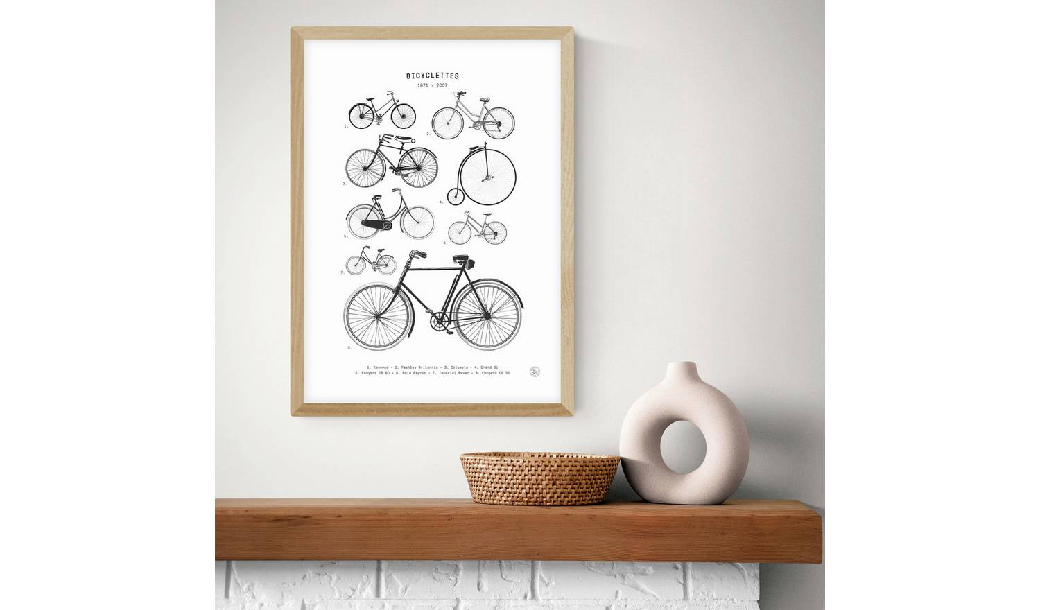 East End Prints Bicylettes Oak Frame Art Print - A2