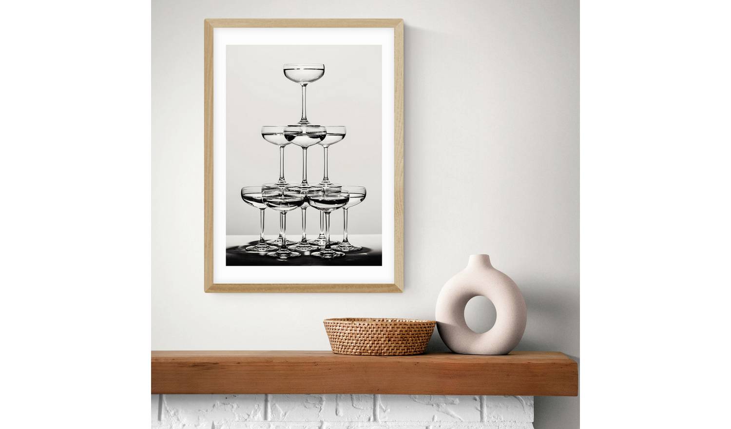 East End Prints Champagne II Oak Frame Art Print - A3