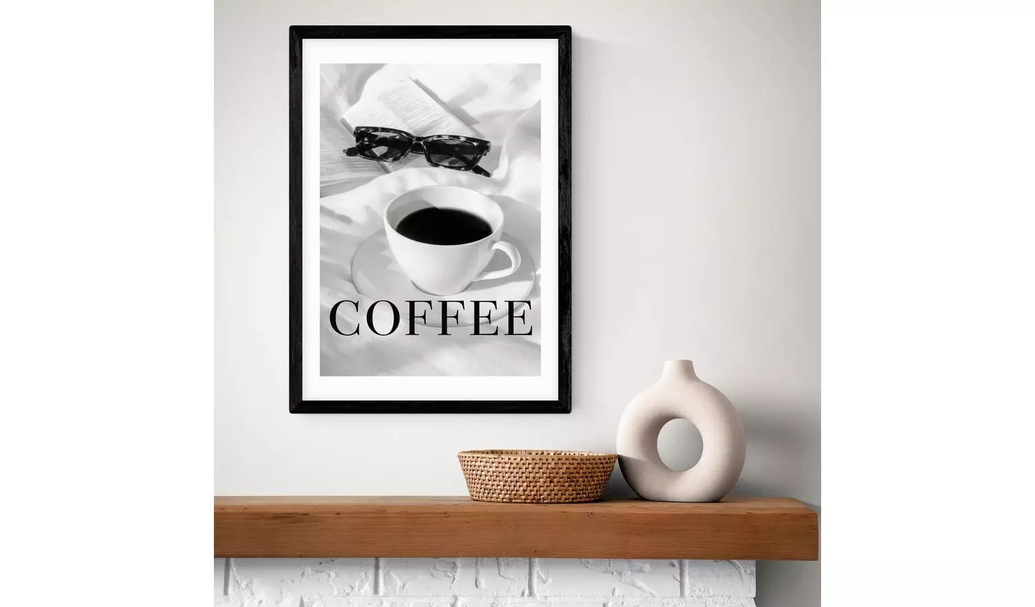 East End Prints Coffee in Bed Black Frame Art Print - A3