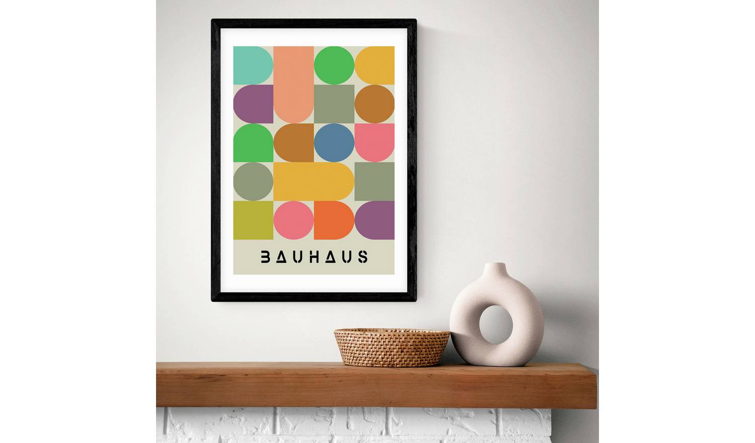 East End Prints Colourful Bauhaus Black Frame Art Print - A2