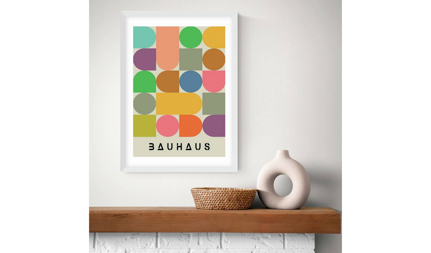 East End Prints Colourful Bauhaus White Frame Art Print - A2