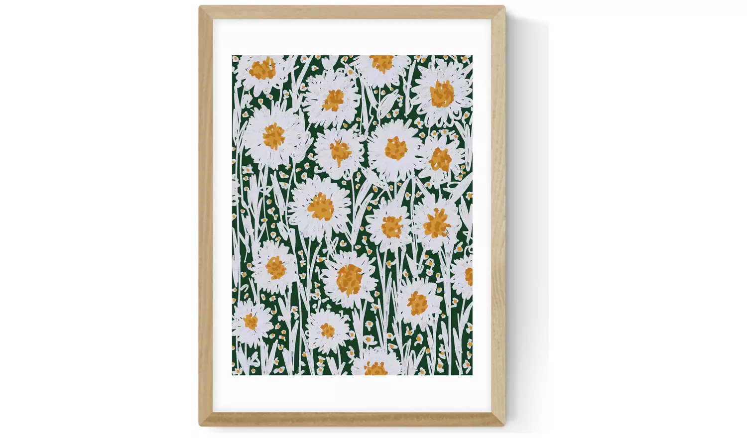 East End Prints Daisy Pattern Oak Frame Art Print - A3