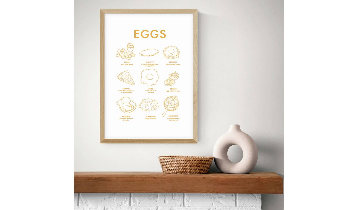 East End Prints Eggs II Oak Frame Art Print - A3