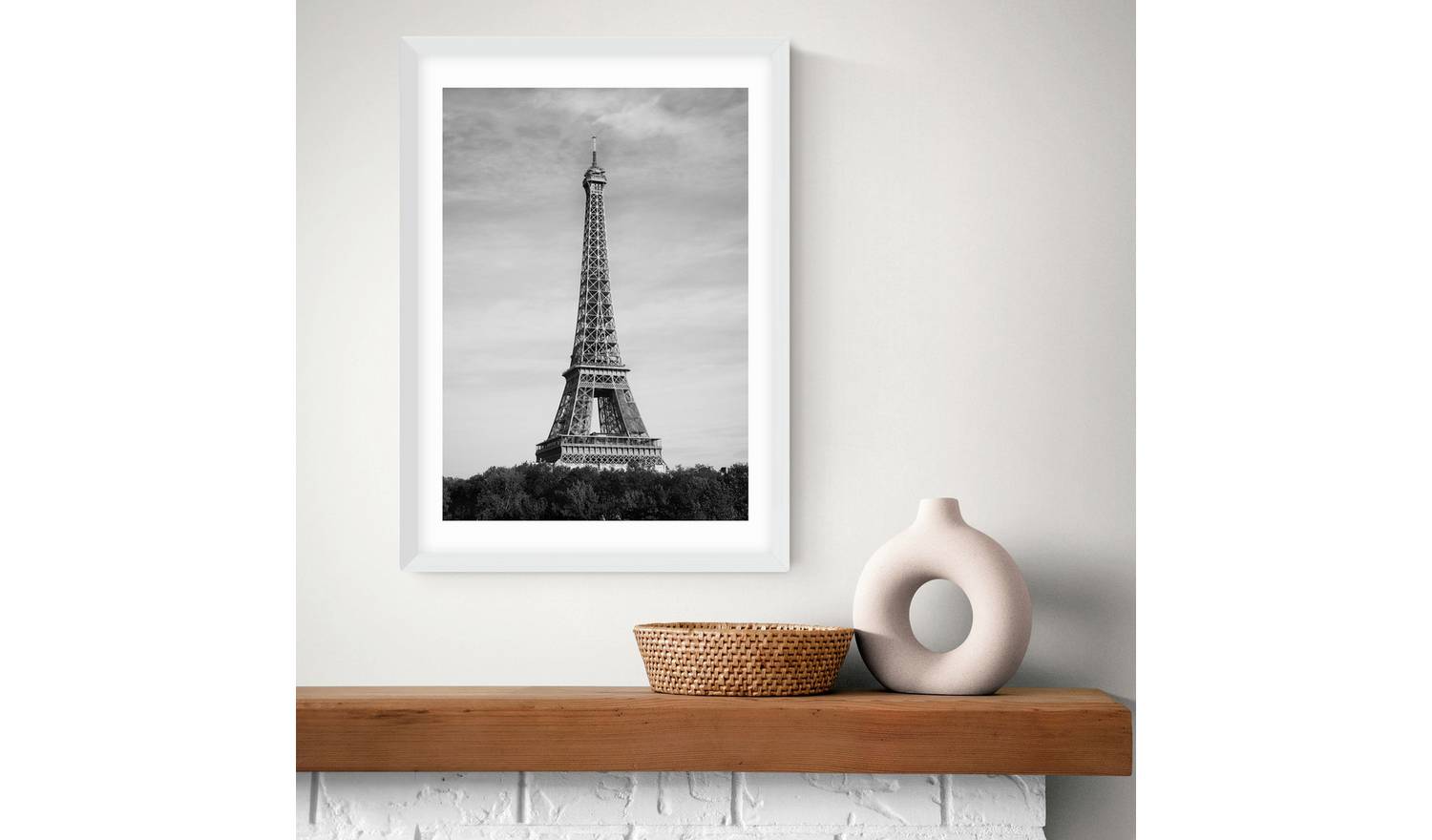 East End Prints Eiffel Tower White Frame Art Print - A2